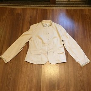Talbots Size 8 Light Weight Cream Jacket Like New